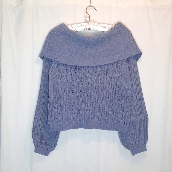 STREETWEAR SOCIETY Off the Shoulder, Cowl Neck, Crop Sweater Pullover - Picture 2 of 9